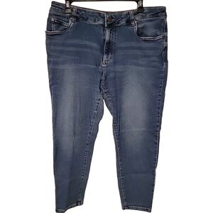 Tahari Jeans Womens Blue Skinny Ankle Mid Rise Stretch Size 16/33 5 Pocket